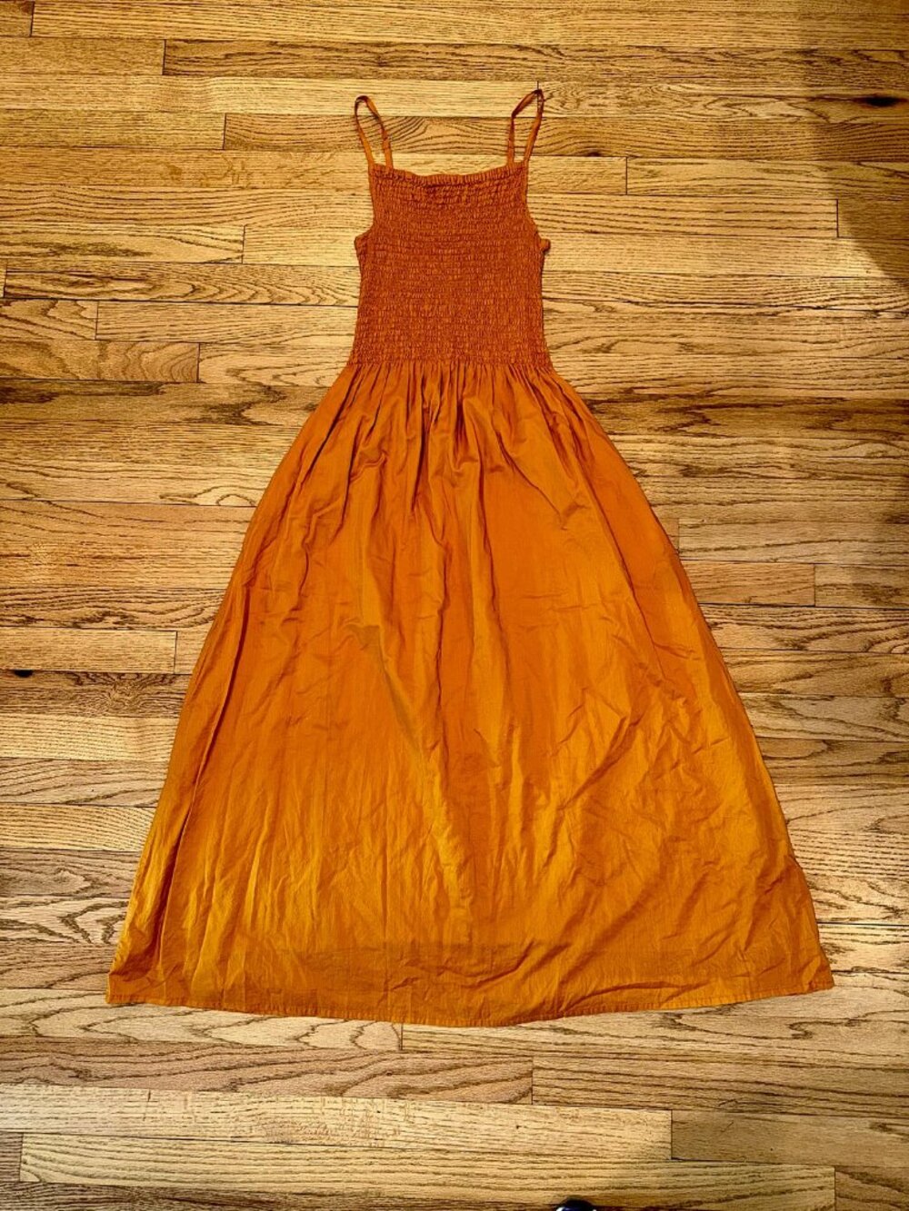 Faithfull the Brand Mustard Smocked Maxi Dress M US 6
